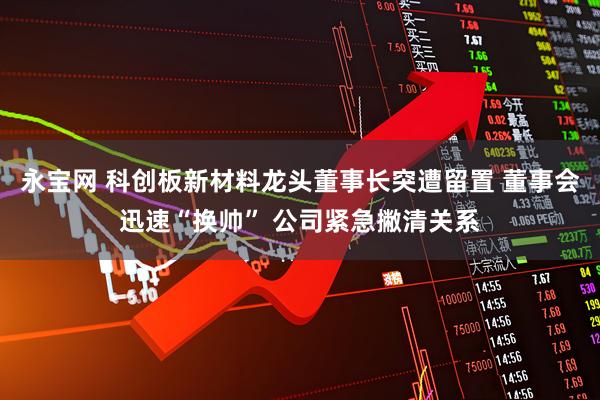 永宝网 科创板新材料龙头董事长突遭留置 董事会迅速“换帅” 公司紧急撇清关系