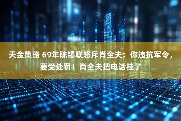 天金策略 69年陈锡联怒斥肖全夫:你违抗军令,要受处罚!肖全夫把电话挂了